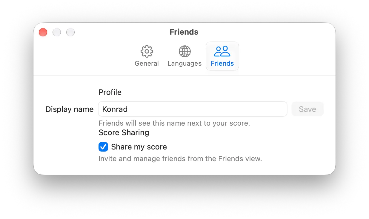 The Friends settings.