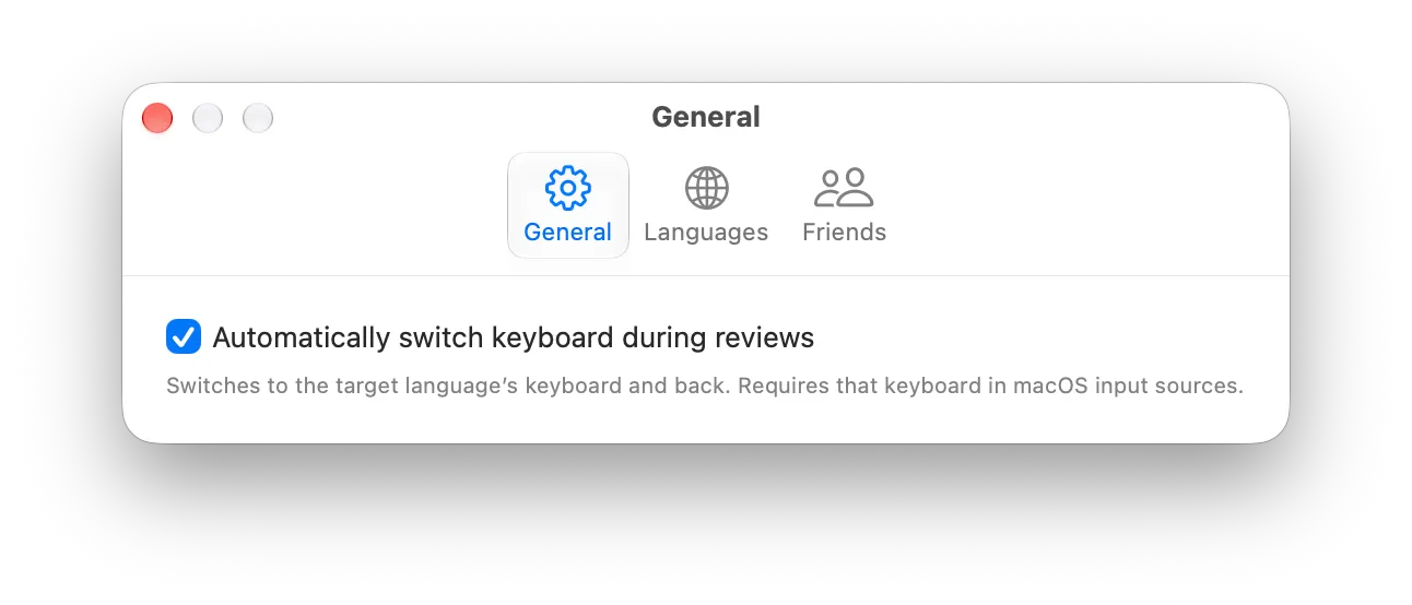 The General settings.
